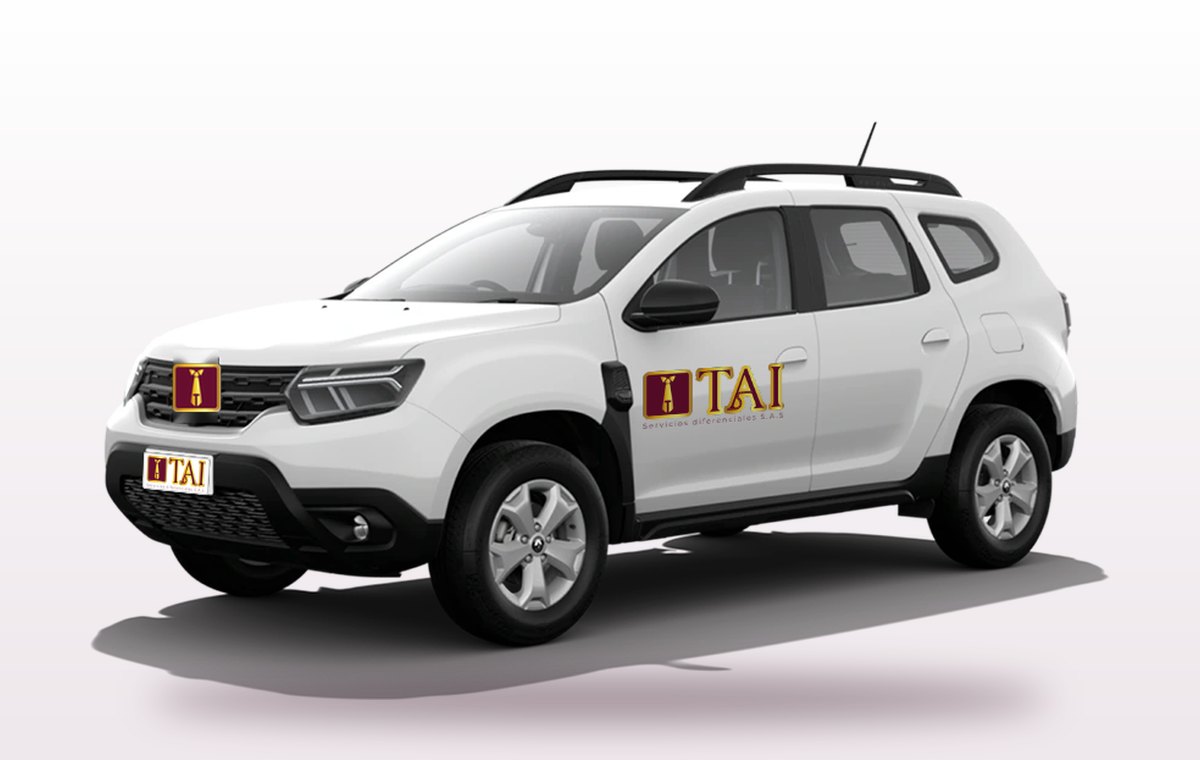 Automóvil y campero blanco con el logo de TAI